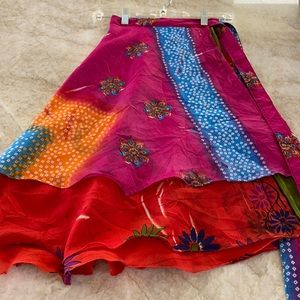 Wrap around silk skirt